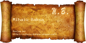 Mihaiu Baksa névjegykártya